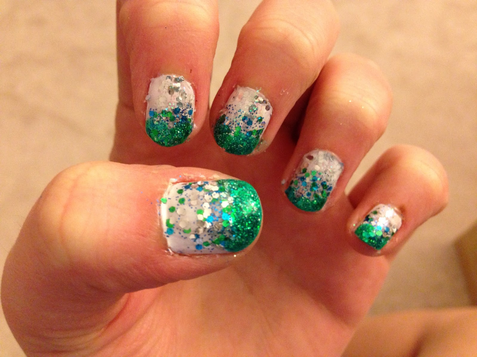 Nail Diary: 4-Glitter Green Ombre Nails
